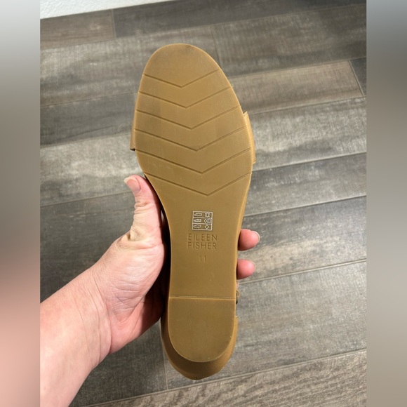 NEW Eileen Fisher Brown Leather Wedge Sandals - Picture 6 of 8